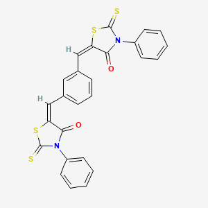 molecular formula C26H16N2O2S4 B11677653 (5E,5'E)-5,5'-[benzene-1,3-diyldi(E)methylylidene]bis(3-phenyl-2-thioxo-1,3-thiazolidin-4-one) 