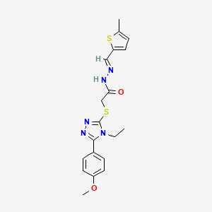 2-{[4-ethyl-5-(4-methoxyphenyl)-4H-1,2,4-triazol-3-yl]sulfanyl}-N'-[(E)-(5-methylthiophen-2-yl)methylidene]acetohydrazide