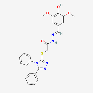 2-[(4,5-diphenyl-4H-1,2,4-triazol-3-yl)sulfanyl]-N'-[(E)-(4-hydroxy-3,5-dimethoxyphenyl)methylidene]acetohydrazide