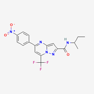 molecular formula C18H16F3N5O3 B11677665 N-(butan-2-yl)-5-(4-nitrophenyl)-7-(trifluoromethyl)pyrazolo[1,5-a]pyrimidine-2-carboxamide 