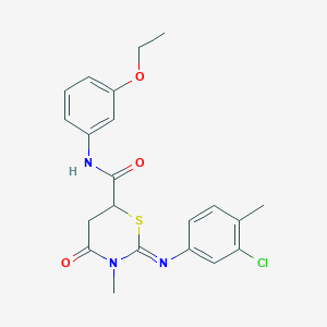 molecular formula C21H22ClN3O3S B11677701 (2Z)-2-[(3-chloro-4-methylphenyl)imino]-N-(3-ethoxyphenyl)-3-methyl-4-oxo-1,3-thiazinane-6-carboxamide 