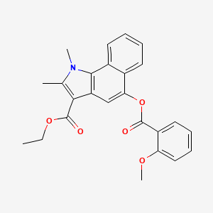 molecular formula C25H23NO5 B11677709 ethyl 5-{[(2-methoxyphenyl)carbonyl]oxy}-1,2-dimethyl-1H-benzo[g]indole-3-carboxylate 