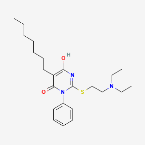 molecular formula C23H35N3O2S B11677723 2-{[2-(diethylamino)ethyl]sulfanyl}-5-heptyl-6-hydroxy-3-phenylpyrimidin-4(3H)-one 