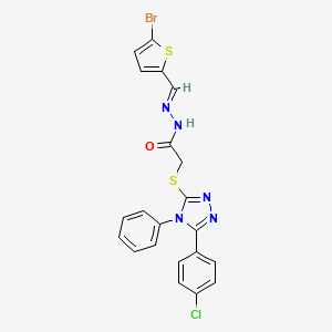 molecular formula C21H15BrClN5OS2 B11677724 N'-[(E)-(5-bromothiophen-2-yl)methylidene]-2-{[5-(4-chlorophenyl)-4-phenyl-4H-1,2,4-triazol-3-yl]sulfanyl}acetohydrazide 