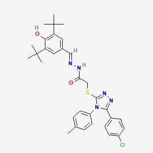 2-{[5-(4-chlorophenyl)-4-(4-methylphenyl)-4H-1,2,4-triazol-3-yl]sulfanyl}-N'-[(E)-(3,5-di-tert-butyl-4-hydroxyphenyl)methylidene]acetohydrazide