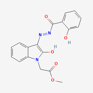 molecular formula C18H15N3O5 B11677777 Methyl 2-(3-(2-(2-hydroxybenzoyl)hydrazono)-2-oxoindolin-1-yl)acetate CAS No. 624726-15-4