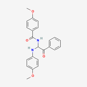 molecular formula C23H22N2O4 B11677780 4-methoxy-N-{1-[(4-methoxyphenyl)amino]-2-oxo-2-phenylethyl}benzamide 