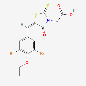 2-[(5E)-5-[(3,5-dibromo-4-ethoxyphenyl)methylidene]-4-oxo-2-sulfanylidene-1,3-thiazolidin-3-yl]acetic acid