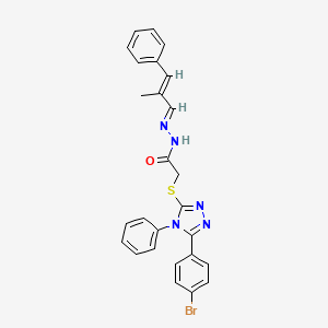 2-{[5-(4-bromophenyl)-4-phenyl-4H-1,2,4-triazol-3-yl]sulfanyl}-N'-[(1E,2E)-2-methyl-3-phenylprop-2-en-1-ylidene]acetohydrazide