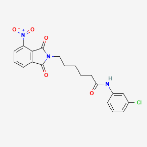 molecular formula C20H18ClN3O5 B11677821 N-(3-chlorophenyl)-6-(4-nitro-1,3-dioxo-1,3-dihydro-2H-isoindol-2-yl)hexanamide 