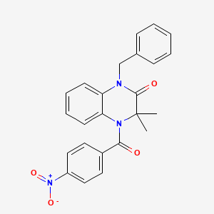 molecular formula C24H21N3O4 B11677835 1-Benzyl-3,3-dimethyl-4-(4-nitrobenzoyl)quinoxalin-2-one CAS No. 6036-43-7