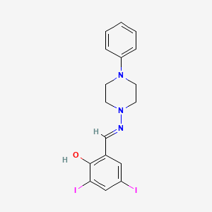 molecular formula C17H17I2N3O B11677836 2,4-Diiodo-6-[(E)-[(4-phenylpiperazin-1-YL)imino]methyl]phenol 