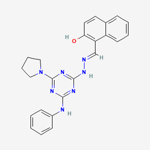 1-[(E)-{2-[4-(phenylamino)-6-(pyrrolidin-1-yl)-1,3,5-triazin-2-yl]hydrazinylidene}methyl]naphthalen-2-ol