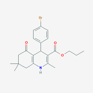 molecular formula C22H26BrNO3 B11677847 Propyl 4-(4-bromophenyl)-2,7,7-trimethyl-5-oxo-1,4,5,6,7,8-hexahydroquinoline-3-carboxylate 