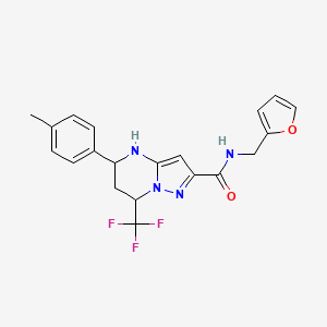 molecular formula C20H19F3N4O2 B11677848 5-p-Tolyl-7-trifluoromethyl-4,5,6,7-tetrahydro-pyrazolo[1,5-a]pyrimidine-2-carboxylic acid (furan-2-ylmethyl)-amide 