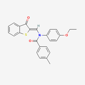 molecular formula C25H21NO3S B11677865 N-(4-ethoxyphenyl)-4-methyl-N-[(Z)-(3-oxo-1-benzothiophen-2(3H)-ylidene)methyl]benzamide 