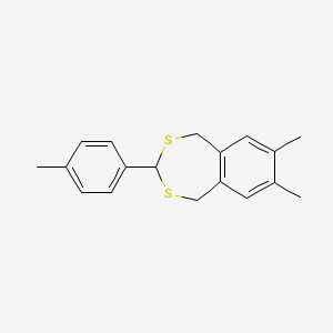 molecular formula C18H20S2 B11677876 7,8-Dimethyl-3-(4-methylphenyl)-1,5-dihydro-2,4-benzodithiepine 