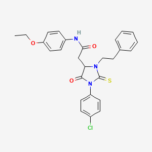 2-[1-(4-chlorophenyl)-5-oxo-3-(2-phenylethyl)-2-thioxoimidazolidin-4-yl]-N-(4-ethoxyphenyl)acetamide