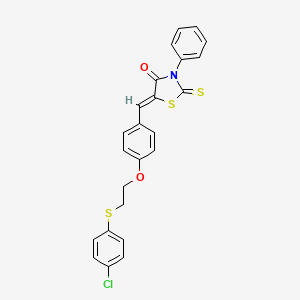 molecular formula C24H18ClNO2S3 B11677925 (5Z)-5-(4-{2-[(4-chlorophenyl)sulfanyl]ethoxy}benzylidene)-3-phenyl-2-thioxo-1,3-thiazolidin-4-one 