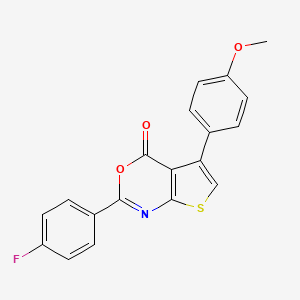 molecular formula C19H12FNO3S B11677926 2-(4-fluorophenyl)-5-(4-methoxyphenyl)-4H-thieno[2,3-d][1,3]oxazin-4-one 