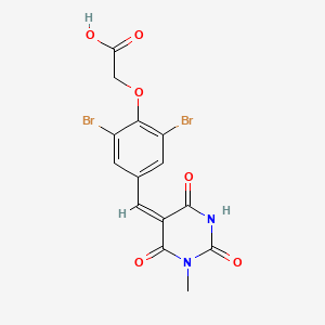 molecular formula C14H10Br2N2O6 B11677937 {2,6-dibromo-4-[(E)-(1-methyl-2,4,6-trioxotetrahydropyrimidin-5(2H)-ylidene)methyl]phenoxy}acetic acid 