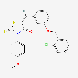 molecular formula C24H18ClNO3S2 B11677938 (5E)-5-({3-[(2-Chlorophenyl)methoxy]phenyl}methylidene)-3-(4-methoxyphenyl)-2-sulfanylidene-1,3-thiazolidin-4-one 