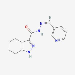 molecular formula C14H15N5O B11677941 (Z)-N'-(pyridin-3-ylmethylene)-4,5,6,7-tetrahydro-1H-indazole-3-carbohydrazide 