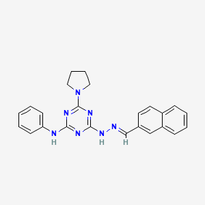 4-[(2E)-2-(naphthalen-2-ylmethylidene)hydrazinyl]-N-phenyl-6-(pyrrolidin-1-yl)-1,3,5-triazin-2-amine