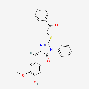 (5E)-5-(4-hydroxy-3-methoxybenzylidene)-2-[(2-oxo-2-phenylethyl)sulfanyl]-3-phenyl-3,5-dihydro-4H-imidazol-4-one