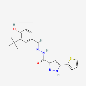 molecular formula C23H28N4O2S B11677978 N'-(3,5-Ditert-butyl-4-HO-benzylidene)3-(2-thienyl)-1H-pyrazole-5-carbohydrazide 