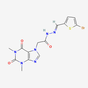 molecular formula C14H13BrN6O3S B11677979 N'-[(E)-(5-bromothiophen-2-yl)methylidene]-2-(1,3-dimethyl-2,6-dioxo-1,2,3,6-tetrahydro-7H-purin-7-yl)acetohydrazide 