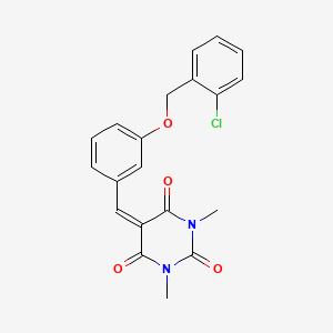 molecular formula C20H17ClN2O4 B11678002 5-({3-[(2-Chlorophenyl)methoxy]phenyl}methylidene)-1,3-dimethyl-1,3-diazinane-2,4,6-trione 