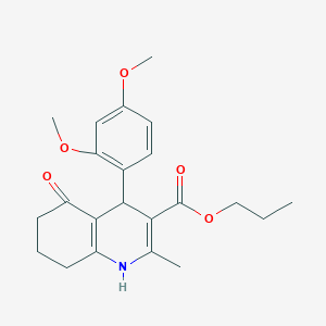 molecular formula C22H27NO5 B11678004 Propyl 4-(2,4-dimethoxyphenyl)-2-methyl-5-oxo-1,4,5,6,7,8-hexahydroquinoline-3-carboxylate 