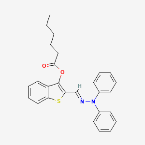 2-[(E)-(diphenylhydrazinylidene)methyl]-1-benzothiophen-3-yl hexanoate