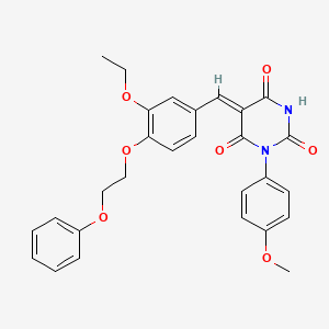 molecular formula C28H26N2O7 B11678037 (5Z)-5-[3-ethoxy-4-(2-phenoxyethoxy)benzylidene]-1-(4-methoxyphenyl)pyrimidine-2,4,6(1H,3H,5H)-trione 