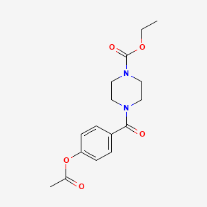 molecular formula C16H20N2O5 B11678038 Ethyl 4-[4-(acetyloxy)benzoyl]piperazine-1-carboxylate 