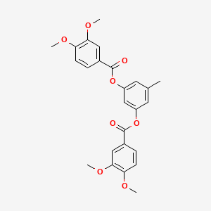 molecular formula C25H24O8 B11678039 3-[(3,4-Dimethoxybenzoyl)oxy]-5-methylphenyl 3,4-dimethoxybenzoate 