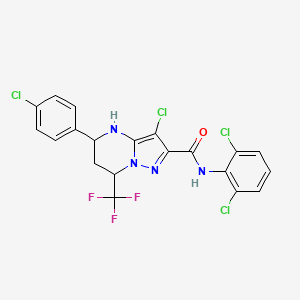 molecular formula C20H13Cl4F3N4O B11678046 3-chloro-5-(4-chlorophenyl)-N-(2,6-dichlorophenyl)-7-(trifluoromethyl)-4,5,6,7-tetrahydropyrazolo[1,5-a]pyrimidine-2-carboxamide 