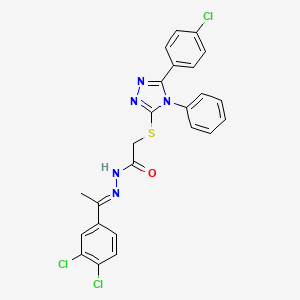 2-{[5-(4-chlorophenyl)-4-phenyl-4H-1,2,4-triazol-3-yl]sulfanyl}-N'-[(1E)-1-(3,4-dichlorophenyl)ethylidene]acetohydrazide