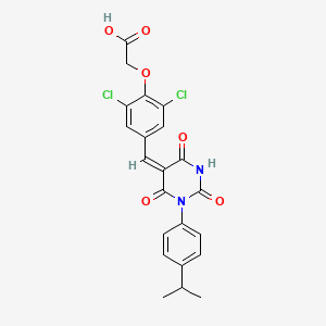 {2,6-dichloro-4-[(E)-{2,4,6-trioxo-1-[4-(propan-2-yl)phenyl]tetrahydropyrimidin-5(2H)-ylidene}methyl]phenoxy}acetic acid