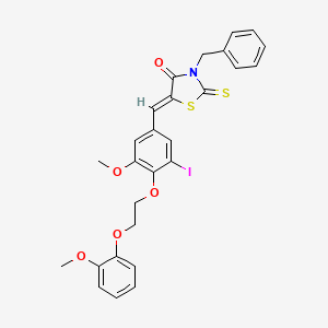 (5Z)-3-benzyl-5-{3-iodo-5-methoxy-4-[2-(2-methoxyphenoxy)ethoxy]benzylidene}-2-thioxo-1,3-thiazolidin-4-one