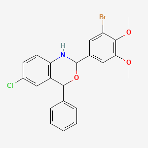 molecular formula C22H19BrClNO3 B11678168 2-(3-bromo-4,5-dimethoxyphenyl)-6-chloro-4-phenyl-2,4-dihydro-1H-3,1-benzoxazine 