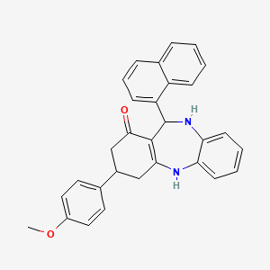 molecular formula C30H26N2O2 B11678173 3-(4-methoxyphenyl)-11-(naphthalen-1-yl)-2,3,4,5,10,11-hexahydro-1H-dibenzo[b,e][1,4]diazepin-1-one 