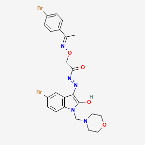 N'-[(3Z)-5-bromo-1-(morpholin-4-ylmethyl)-2-oxo-1,2-dihydro-3H-indol-3-ylidene]-2-({[(1E)-1-(4-bromophenyl)ethylidene]amino}oxy)acetohydrazide