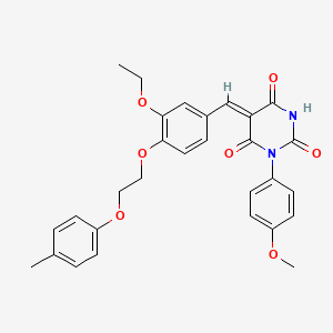 molecular formula C29H28N2O7 B11678180 (5Z)-5-{3-ethoxy-4-[2-(4-methylphenoxy)ethoxy]benzylidene}-1-(4-methoxyphenyl)pyrimidine-2,4,6(1H,3H,5H)-trione 