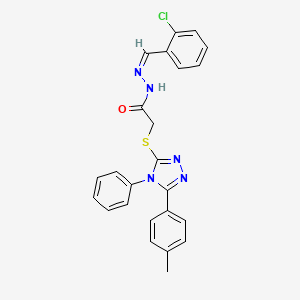 molecular formula C24H20ClN5OS B11678185 N'-[(Z)-(2-Chlorophenyl)methylidene]-2-{[5-(4-methylphenyl)-4-phenyl-4H-1,2,4-triazol-3-YL]sulfanyl}acetohydrazide 