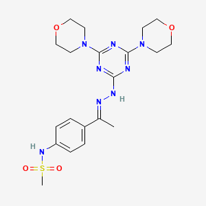 N-{4-[(1E)-1-{2-[4,6-di(morpholin-4-yl)-1,3,5-triazin-2-yl]hydrazinylidene}ethyl]phenyl}methanesulfonamide