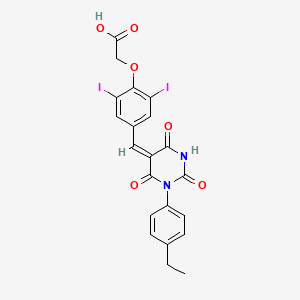 (4-{(E)-[1-(4-ethylphenyl)-2,4,6-trioxotetrahydropyrimidin-5(2H)-ylidene]methyl}-2,6-diiodophenoxy)acetic acid