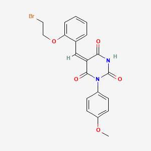 molecular formula C20H17BrN2O5 B11678252 (5E)-5-[2-(2-bromoethoxy)benzylidene]-1-(4-methoxyphenyl)pyrimidine-2,4,6(1H,3H,5H)-trione 