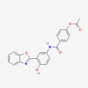 molecular formula C22H16N2O5 B11678353 4-{[3-(1,3-Benzoxazol-2-yl)-4-hydroxyphenyl]carbamoyl}phenyl acetate 